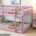 thumbnail image 3 of Alvantor Twin Over Twin Bunk Bed, Solid Rubber Wood Low Floor Bunk with Ladder, Pink, 3 of 7