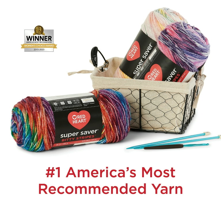 Red Heart® Bitty Stripes™ #4 Medium Acrylic Yarn, 10oz/283g, 515