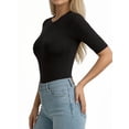 thumbnail image 2 of MOYIKO Half Sleeve T Shirts for Women Summer Trendy Crewneck Tops Spring Casual Slim Fitted Basic Tees, 2 of 7