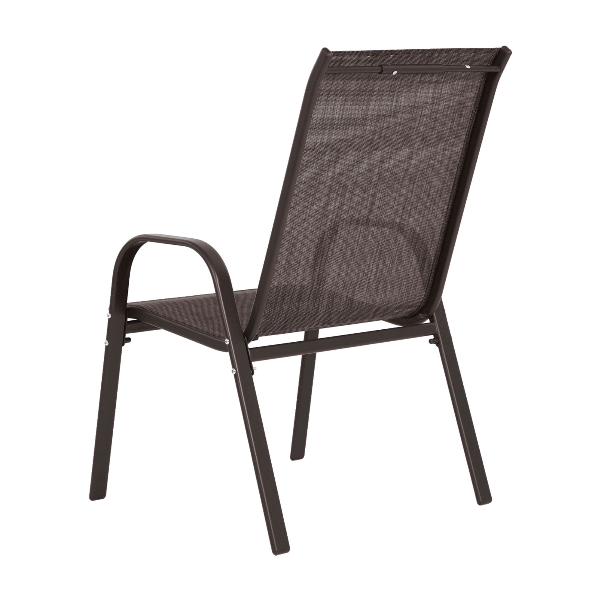 Leumius Outdoor Dining Chair Set of 8, All-Weather Patio Dining Chair with High Backrest and Metal Frame, Indoor Outdoor Chairs for Bistro, Deck, Backyard, Porch,Brown