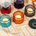 thumbnail image 2 of Set of 6 Glass Tea Light Candle Holders with Lid Colored Tea Lights Candles Holders Table Centerpieces for Wedding Party, Glass Votive Candle Holders Wedding Centerpieces, 2 of 6