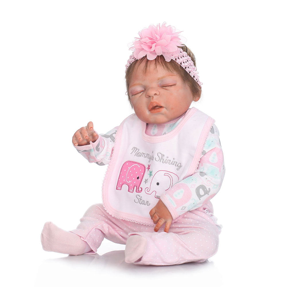 Details about   22" Baby Girl Real Doll Full Body Soft Silicone Vinyl Handmade Newborn Baby Doll 