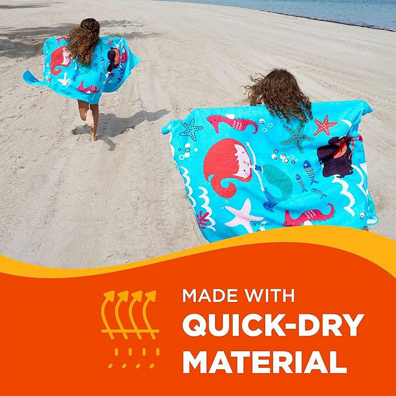 Ben Kaufman Printed Towel Set - Soft & Luxurious Printed Beach Towel with a Cool Design - Oversized Cotton Towel for Pool & Beach - Lightweight Towel for Swimming - Mermaid, 2 Pack