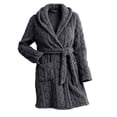 thumbnail image 6 of SHTXOZHI Women's Knit Robe Short Bathrobe Long Sleeve Hooded Homewear Warm Sleepwear With Pockets and Belt, 6 of 7