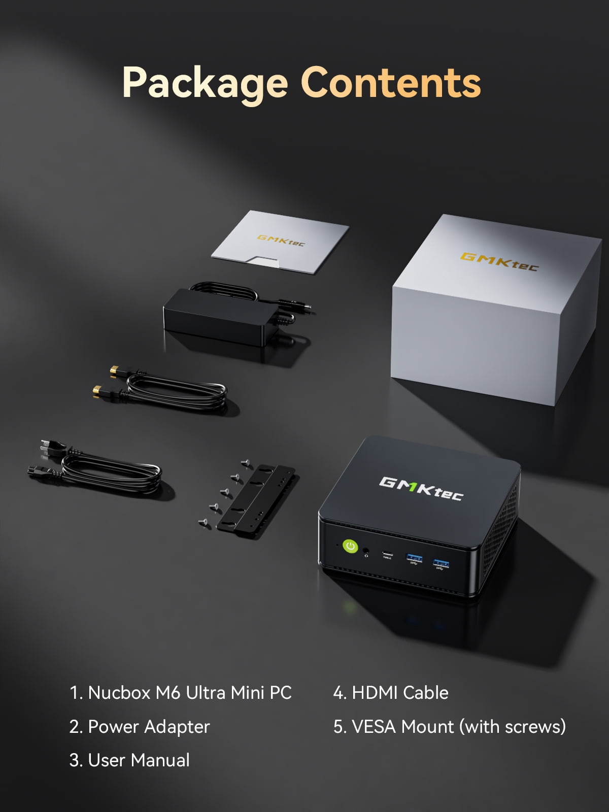 GMKtec M6 Ultra Mini PC, AMD Ryzen 5 7640HS, 16GB RAM 512GB SSD, Mini Desktop Computers, WiFi6E, BT5.2, Office Home Business HTPC, Dual NIC LAN 2.5GbE