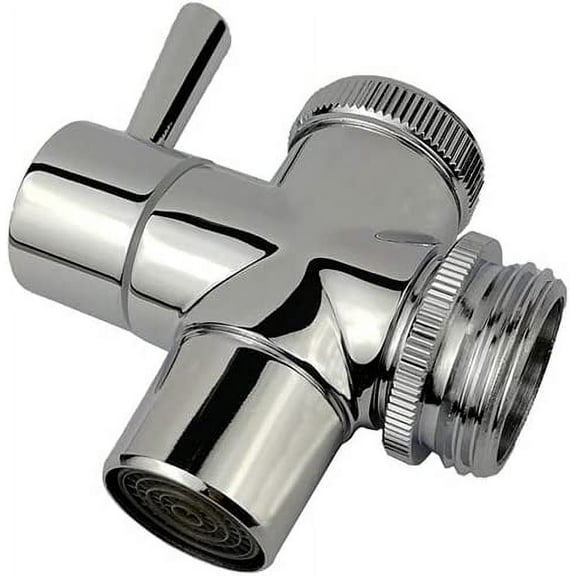 All Brass Faucet Diverter Valve with Aerator, Sink to Garden Hose Diverter Adapter, for Bathroom/Kitchen Sink Faucet Connection Portable Washing Machine/Dishwasher (G1/2 * 3/4", Chrome)