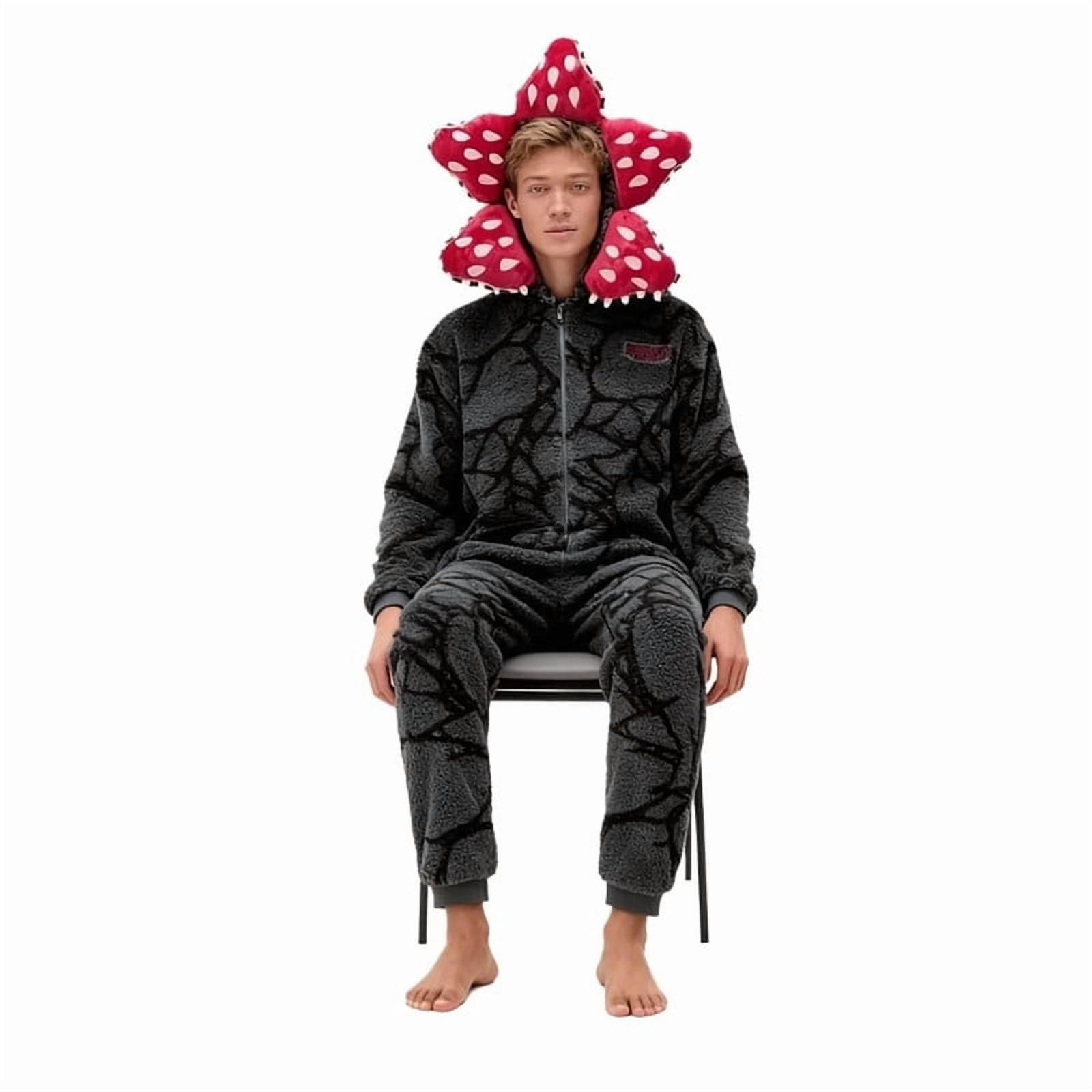 Demogorgon Hooded Jumpsuit Long Sleeve Pajama Hoody Onesie Loungewear Fuzzy Fall Winter Warm Thermal