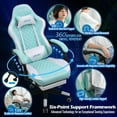 thumbnail image 5 of JKOOK Gaming Chair with Footrest, Multifunctional Desk Chair with Linkage Armrest, PU Leather, Video Game Computer Chairs with Lumbar Support, Study,Game,Office,JK08 (Mint Green), 5 of 16