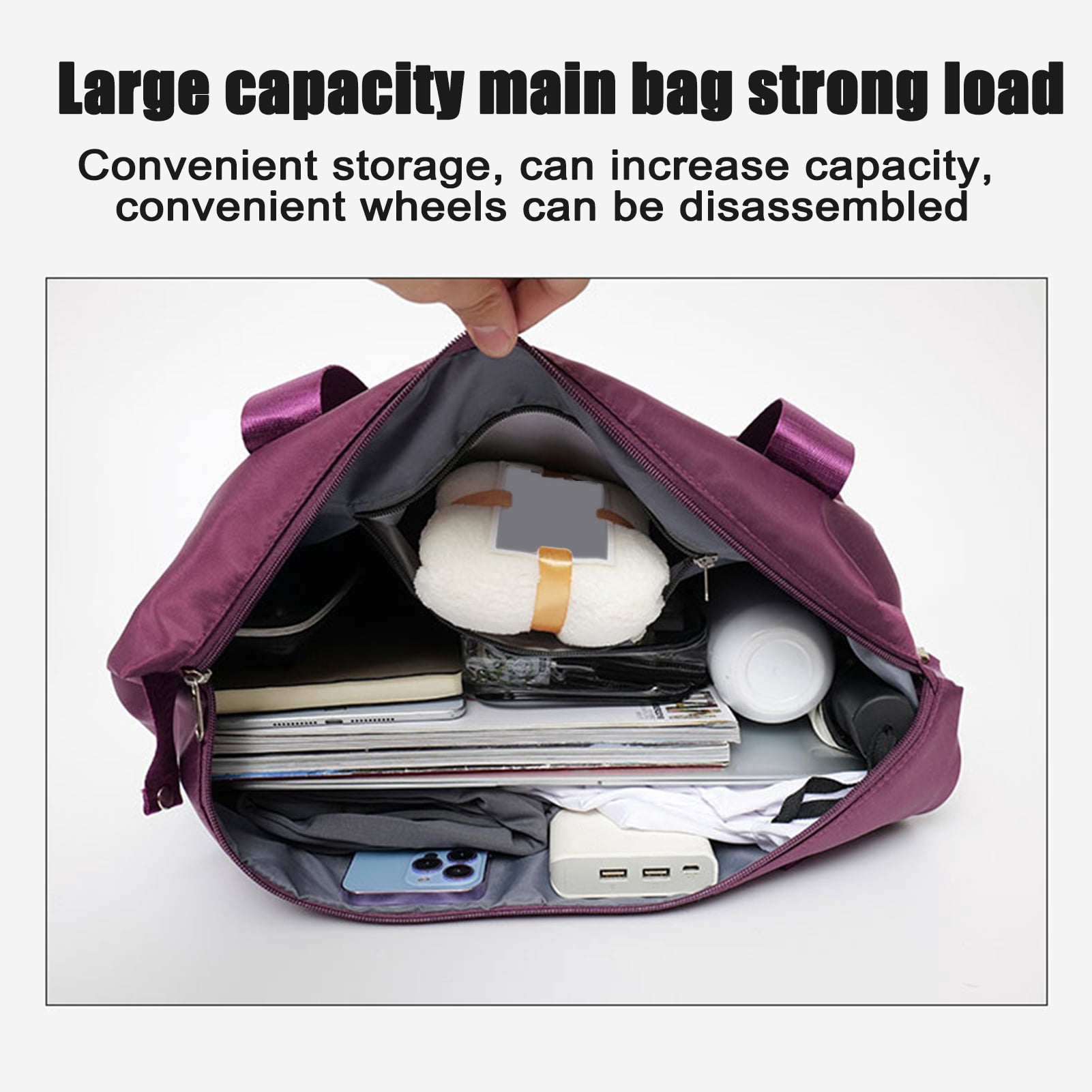 KGJQ Travel Duffel Bag for Women, Rolling Duffle Bag, Expandable Foldable Carry On, Large Weekend Bag with Spinner Wheels, 36-55L