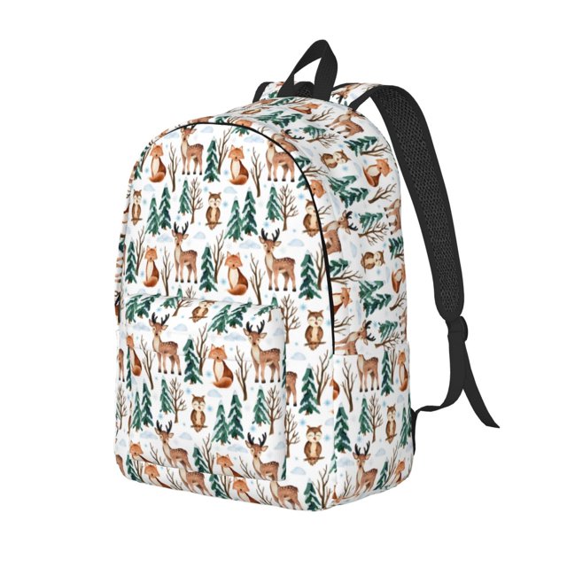 Fotbe Winter Woodland Friends Mochila de Lona con Estampado, Mochila Duradera, Mochila Versátil de Alta Calidad, Mochila Compacta Vintage-Small