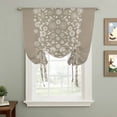 thumbnail image 2 of Japanese Tie Up Curtains for Windows, Adjustable Balloon Window Shades, Grey Simple Traditional Flowers Leaves Pattern Kitchen Window Treatments Farmhouse Short Curtains with Rod Pocket 42"x45", 2 of 8