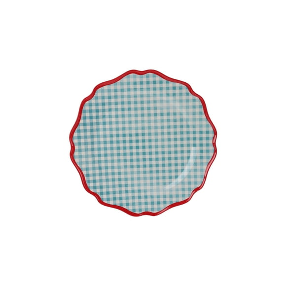 Hometrends Blue Gingham Bamboo Melamine Dinner Plate $10.625$ Inch