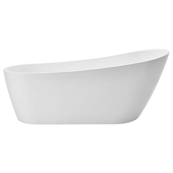 KFFKFF 67-Inch Acrylic Freestanding Bathtub, Contemporary Oval Soaking Tub with Chrome Overflow and Drain, Ideal for Modern Bathrooms and Renovation Projects