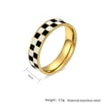 thumbnail image 2 of PAURO Women 8MM Stainless Steel Checkerboard Rings Black White Chessboard Couple Statement Band Gold Plated Black White Size 7, 2 of 5