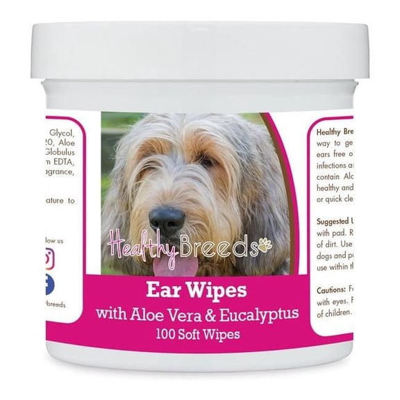 Healthy Breeds 192959824292 Otterhound Ear Cleaning Wipes with Aloe & Eucalyptus for Dogs - 100 Count