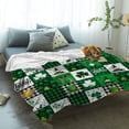 thumbnail image 3 of Green Buffalo Plaid Clover Soft Fleece Throw Blankets for Couch, Saint Patrick Microfiber Bed Blanket, St. Patrick''s Day Gnome, 40x50inch Flannel Blanket Cover for Sofa Travel, for All Seasons, 3 of 6
