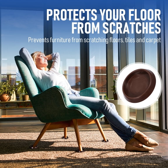Supvox Dark Brown Furniture Floor Protectors Nonslip Caster Cups for Home Use, Set of 10 Pads