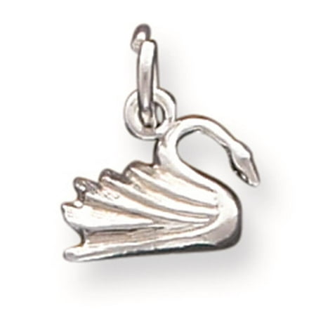 925 Sterling Silver Swan Charm Pendant 12mmx13mm