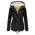 thumbnail image 2 of Pxiakgy winter coats for women Women Fashion Drawstring Hoodie Coat -Fur' Winter Warm Inside Padded Jacket Winter Coat Slim Zipper Hooded Jacket coat for women Black + L, 2 of 9