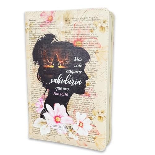 Biblia para Mujer con Cierre Letra Gigante Manual 14 puntos RV1960 imit piel sabiduria con indice y canto floral