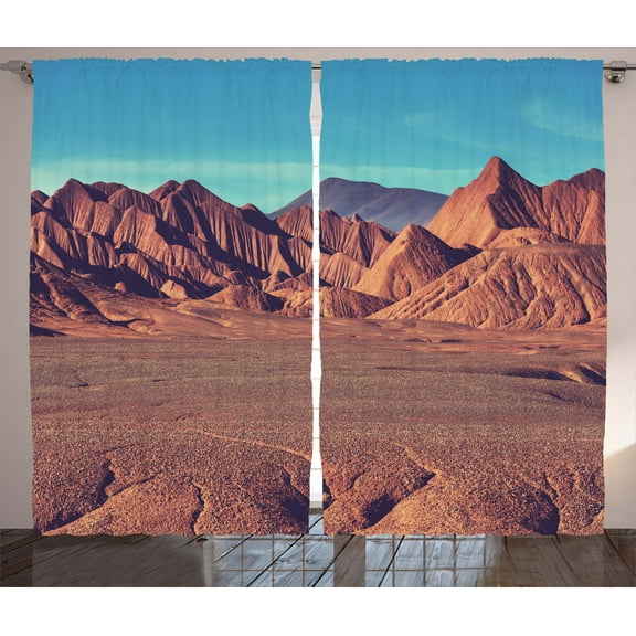 Ambesonne Western Curtains 2 Panel Set, Mountain Argentina Desert, 108" x 84", Brown Blue