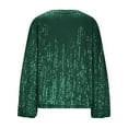 thumbnail image 4 of Womens Shirts Womens Sequin Top Green Long Sleeve Sparkly Top Shiny Top Ladies Tops Sparkly Holiday Tops for Women, 4 of 4