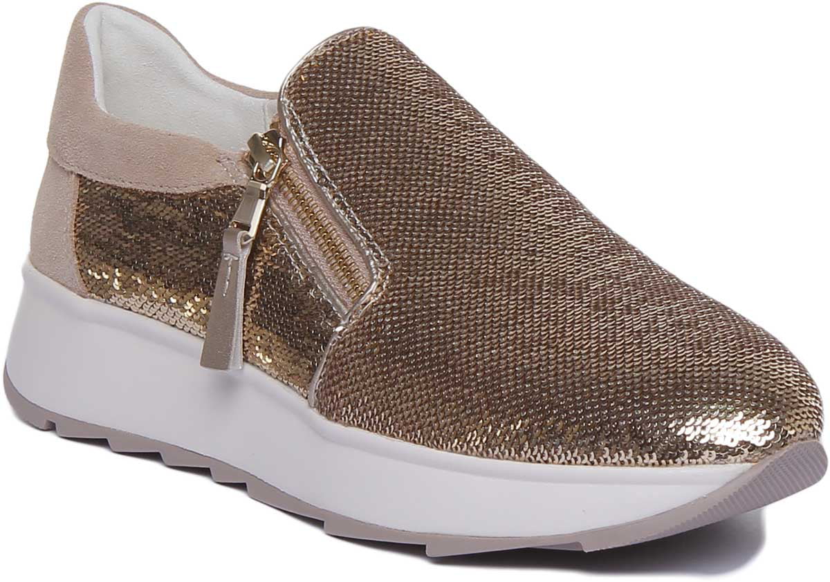 contar seno Fondos Geox D Gendry A Women's Casual Slip On Shiny Sneakers With Side Zip In Gold  Size 10 - Walmart.com