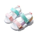 thumbnail image 3 of Sopiago Summer Sandals Girls Open Toe Ankle Strap Sandals for Little Big Kids White,12.5, 3 of 5