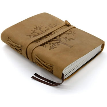 Handmade Leather Journal/Writing Notebook Diary/Bound Daily Notepad for Men & Women Unlined Paper Medium, Writing pad Gift for Artist, Sketch (Light Brown, 8 x 6)