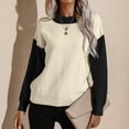 thumbnail image 2 of Las mujeres de Punto Suéter Cuello Redondo Manga Larga Colorblock Loose Fit Pullover Prendas para el Uso Diario, 2 of 6