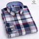 thumbnail image 1 of Oxford-Camisa de manga larga para hombre, 100% algodón, informal, ajustada, Color sólido, estampado a cuadros, a rayas, Formal, talla grande, 1 of 4