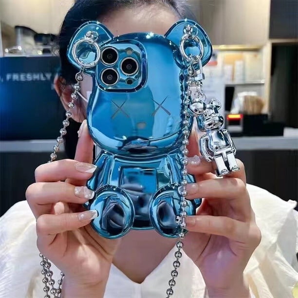 Funda de teléfono con colgante de oso lindo 3D de dibujos animados de tendencia de moda para IPhone 11, 12, 13, 14 Pro Max, fundas a prueba de golpes para IPhone 14 Fivean unisex