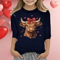thumbnail image 2 of Gunia Valentines Shirts For Kids Boys Girls 3/4 Sleeve Love Heart Graphic Crew Neck Casual Breathable Soft Valentine'S Day T-Shirt Toddler Tee Tops 3-14 Years Navy, 2 of 4