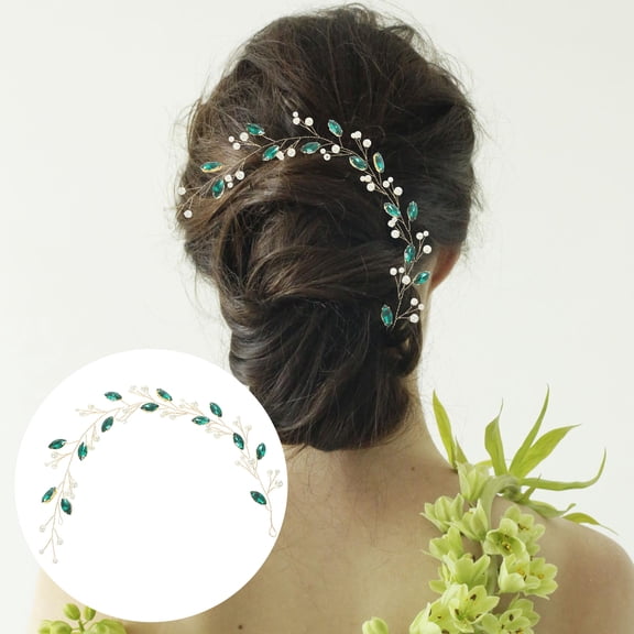 LOLIPPYY Wedding Bride Headband Hair Decoration in Green with Elegant Shiny Finish