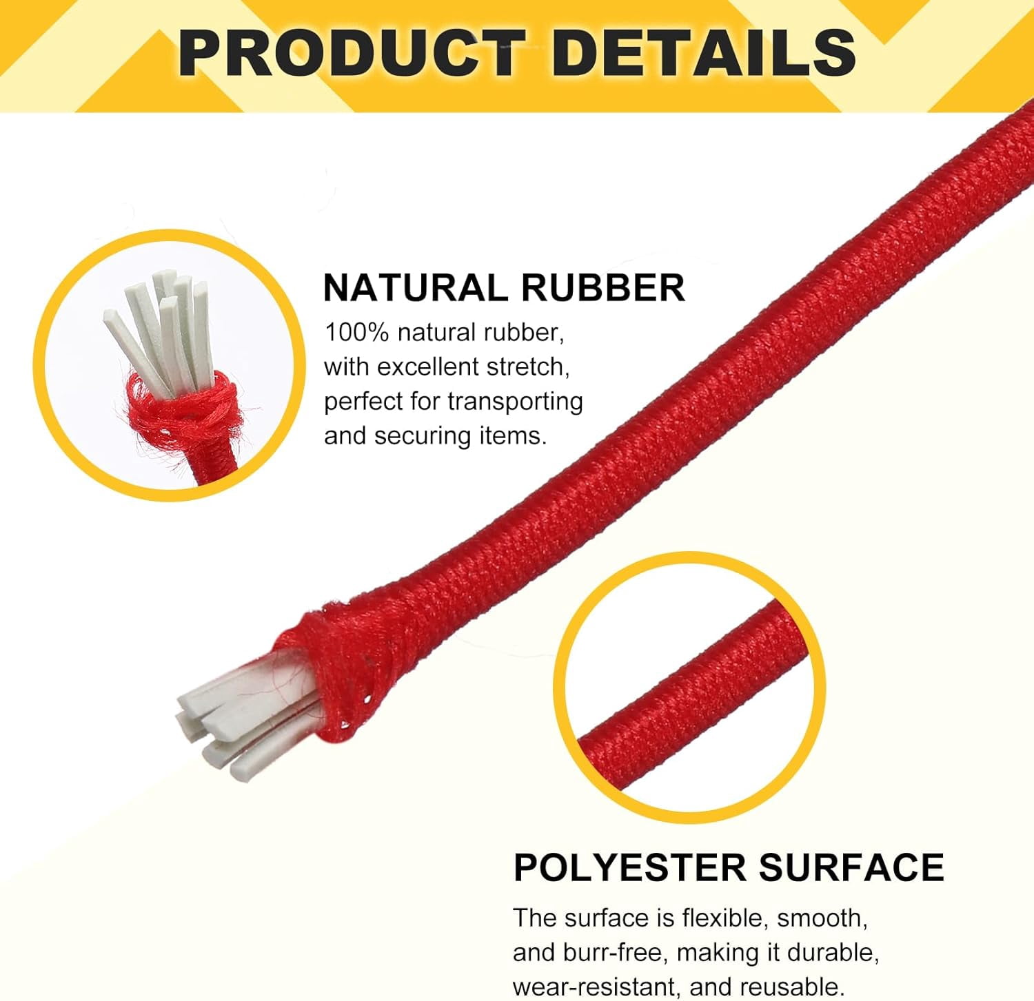 MKEUDQ-Elastic Bungee Cord, 1/8" x 32' Heavy Duty Polyester Bungee Shock Cords Kayak Stretch String Rope for Kayak Strap Tarp Tie Boating Tent Camping DIY Craft, Red