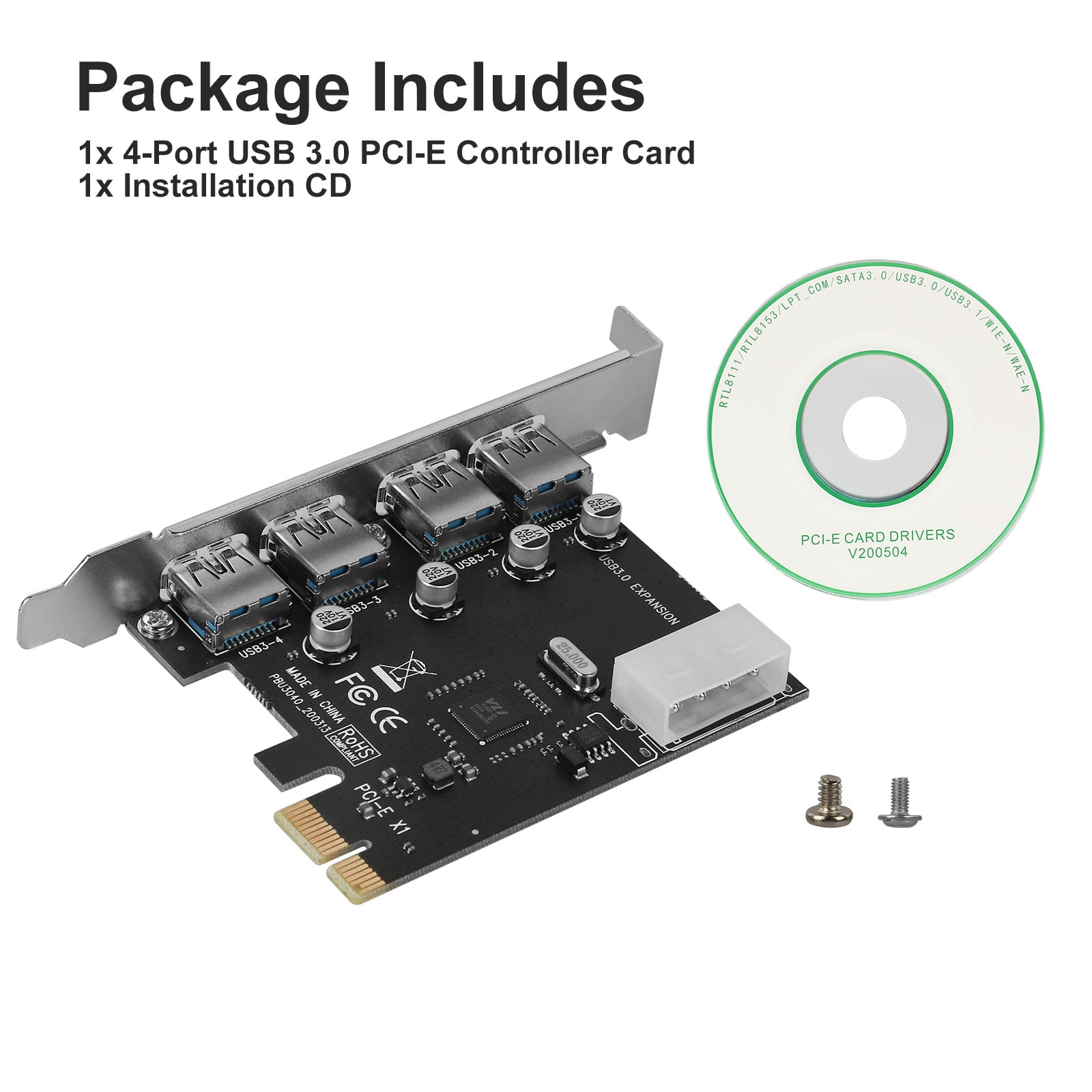 4 Port Usb 3 0 Pci E Controller Card Eeekit Super Fast 5gbps Pci Express Pci E Expansion Card With Build In Self Powered Technology Compatible With Windows Server Xp 7 Vista 8 8 1 Walmart Com