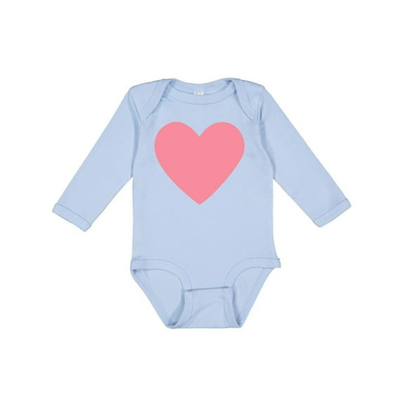 Inktastic Pink Valentine's Day Heart Boys or Girls Long Sleeve Baby Bodysuit