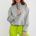 thumbnail image 2 of Vedolay Women's Pullover Sweatshirt Quarter Zipper Hoodies Winter Clothes Sweater Gray,M, 2 of 5