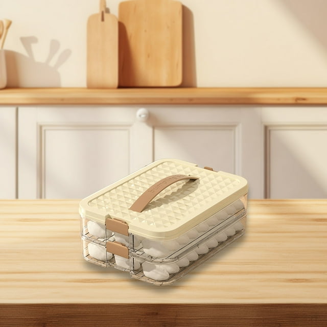 Contenedor de alimentos para refrigerador con tapa | Dos tamaños (23,2 x 17,8 x 8,5 cm y 23,2 x 17,8 x 12,2 cm) | Organizador de cocina de plástico apto para alimentos | Apilable y hermético | Beige