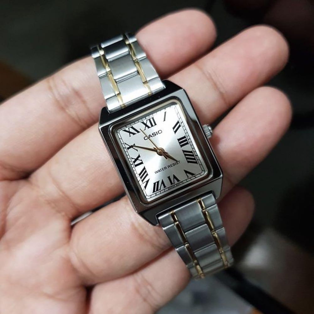 Casio Women’s Two Tone Rectangular Analog Watch - LTP-V007SG-9BUDF