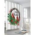thumbnail image 3 of Merry Christmas Shower Curtain Set ，Waterproof Fabric Shower Curtains Red Bird Berry Green Leaf Xmas Winter Shower Curtains for Bathroom,Bathroom Decor 60"x72", 3 of 6