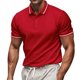 thumbnail image 1 of Blusa y camisa de manga corta con cuello vuelto para hombre, informal, lisa, de manga corta, con botones y cuello vuelto, de poliéster., 1 of 8