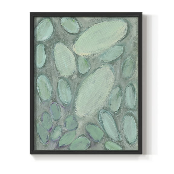 Blue Orbs II Framed Print in Black Solid Wood Framed Print No Nail Hanging