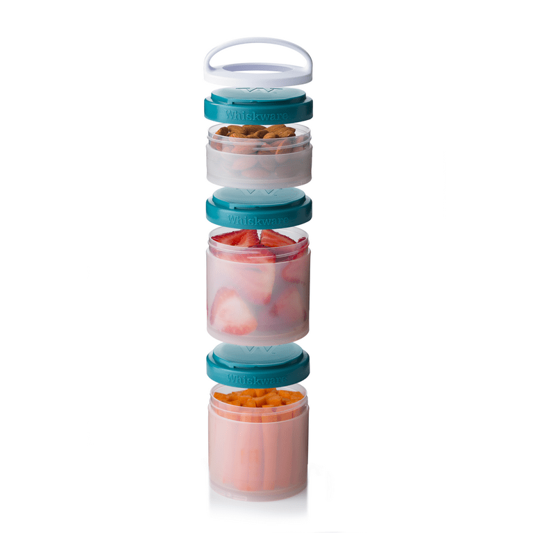 BlenderBottle GoStak Snack containers with Lids Starter 4pk, Cyan