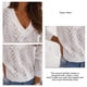 thumbnail image 5 of Mujeres Top Hueco Manga Larga Cuello En V Profundo Suelto Casual Mantener Caliente Color Puro Jersey Suéter De Punto Blanco L, 5 of 6