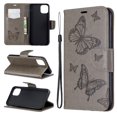 thumbnail image 4 of Allytech iPhone 11 Pro Max Case (6.5"), Slim Fit PU Leather Folio Butterfly Embossed Shockproof Wrist Hand Strap Flip Cards Holder Wallet Case TPU Back Cover for Apple iPhone 11 Pro Max, Gray, 4 of 8