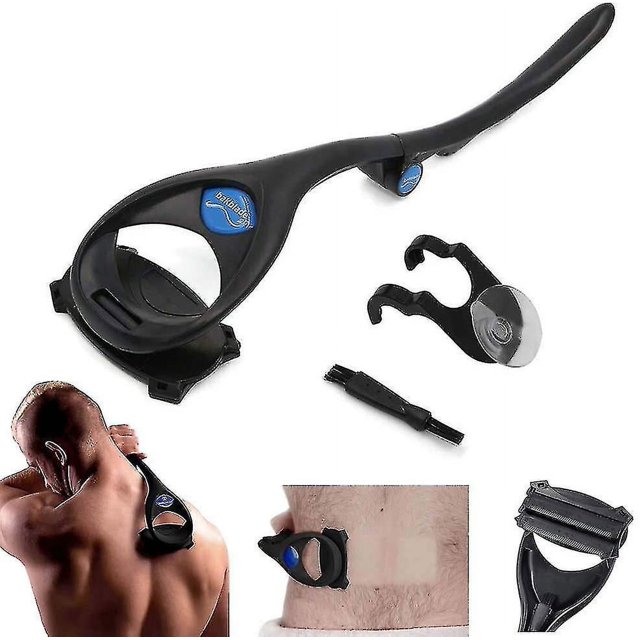 Maquinilla de afeitar para espalda ajustable, con 2 cuchillas de repuesto Maquinilla de afeitar para espalda