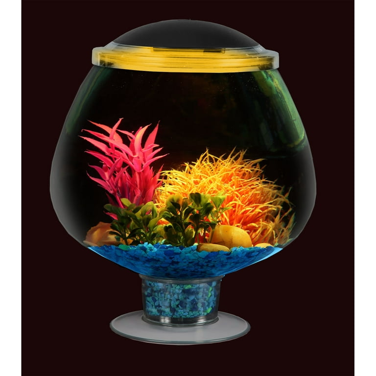 KollerCraft 1.7-Gallon Betta Fish Bowl with LED Lighting, Impact