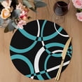 thumbnail image 3 of Turquoise Geometric Round 13 Inch Placemats Set of 6, Modern Abstract Aesthetic Striped Art HeatResistant Non Slip Place Mats for Dining Table, Wipeable Braided Kitchen Table Mats for Housewarming, 3 of 9