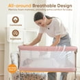 thumbnail image 3 of Babyeap 3 in 1 Baby Bassinet,Baby Basinet Bedside Sleeper,Standalone Baby Crib,6 Height Adjustable Portable Crib for Newborn,Pink, 3 of 7